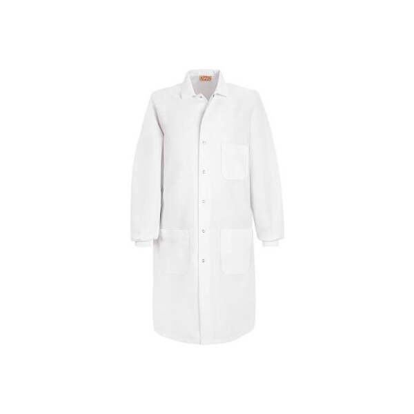 Red Kap  Unisex Specialized Cuffed Lab Coat W/Outside Pocket, White, Poly/Combed Cotton, M